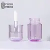 Tubo Redondo de Brillo de Labios Estilo Coreano, Rosa Semitransparente con Adornos de Frutas, Tubo de Brillo de Labios con Varilla de Pincel Gruesa, Material de Empaque de Plástico, Envase de Maquillaje