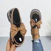 Zapatos de Cuero Pequeños Versátiles de Suela Gruesa con Lazo, Mocasines, Estilo JK, Venta Caliente Transfronteriza Europea y Americana, Venta al por Mayor Transfronteriza, Tallas Grandes