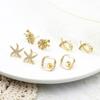 Aretes transfronterizos dorados con microincrustaciones de circonita, estrella de mar, hoja, geométricos, simples, joyería para la oreja europea y americana, playa, mayoreo