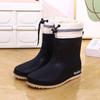 [Entrega em uma peça] Botas de chuva estilo coreano femininas curtas antiderrapantes sapatos aquáticos com forro de veludo algodão botas de chuva curtas sapatos de borracha atacado