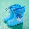Botas de chuva infantis dinossauro de desenho animado botas de chuva para bebê impermeáveis calçados externos para meninos e meninas de 2 a 7 anos sapatos aquáticos fofos galochas curtas