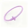 Venta Caliente de Amazon Pulsera de Cuentas Pequeñas Cruzadas Multicolor Pulsera de Silicona de Fe Estilo Delgado Pulsera de Silicona Macarrón