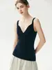 Suave y cómoda, camisola de cachemir con cuello en V cruzado, corte ajustado, tejido, top sin mangas, perfecto como capa base