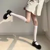 Calcetines Essenciales de Verano para Pantorrilla, Calcetines JK Japoneses para Mujer, Medias Negras Puras de Compresión Adelgazantes hasta la Rodilla, Calcetines de Tubo Alto de Terciopelo