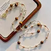 Collar Natural Fino de Ojo de Tigre Blanco Cristal Blanco Perla Shijia Cadena para Clavícula Collar Maillard para Mujer Otoño e Invierno