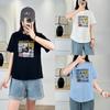 Camiseta Versátil de Manga Corta Estampada Casual de Moda de Verano para Mujer de Talla Grande 100 kg 7252