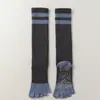 Calcetines de Yoga Profesionales de Cinco Dedos con Dedos Separados, Calcetines de Compresión Profesionales Antideslizantes para Pantorrilla de Pilates, Calcetines Largos Específicos para Deporte para Mujer