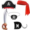 Set de Accesorios de Disfraz de Pirata para Fiesta de Halloween Incluye Diadema, Sombrero, Parche para el Ojo y Garfio Accesorios para Disfrazarse