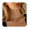 Cadena Cubana Transfronteriza Cadena Paperclip Collar en Capas Ajustable Cadena para Clavícula Personalizada Cadena Trendy Estilo Ins Joyería