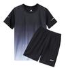 Camiseta de manga corta con cuello redondo y colores degradados para hombre, pantalones cortos de marca de moda de verano 2023, traje informal para correr de talla grande
