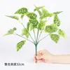 Hierba verde artificial de plástico, rama alta para arreglos florales, hierba biónica de tres hojas, potos de alta calidad, plantas verdes artificiales para paisajismo, flor de un solo tallo