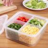 Caja de almacenamiento de cuatro compartimentos para cocina, para cebolletas, jengibre y ajo, para el refrigerador, para conservar la frescura de las cebolletas, escurridor, redondo, para verduras, frutas y alimentos.