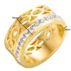 Anillo simple europeo y americano para mujer, galvanizado en oro de 18 quilates, corte láser, circonita cúbica redonda, anillo de titanio de moda, Joker, al por mayor