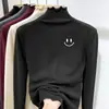 Nova Blusa Térmica de Fleece com Gola Meia-Alta para Meninas Estilo Outono/Inverno para Crianças de Tamanho Médio a Grande Versátil Casual Quente Blusa com Detalhe na Orelha
