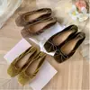 Sapatos mocassins superfofos de couro genuíno de ovelha com laço francês e bico quadrado de veludo para mulheres, novos sapatos de balé