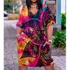 Vestido de tirantes de verano de longitud media 2021 Nuevo Sencillo Europeo y Americano para Mujer Talla Grande Vestido Multicolor de Gato Colorido