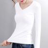 Camisa branca grossa feminina outono e inverno, nova base forrada de lã, camiseta de manga comprida, slim fit, camiseta quente plus size, top para cabelo