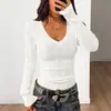 Wish Transfronterizo Suéter de punto trenzado de manga larga para mujer, ajuste slim, cuello en V, primavera/otoño, europeo y americano, versátil, chica hot, en stock