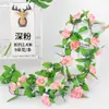 Vime de Rosa Artificial para Pendurar na Parede, Flor de Seda com 45 Cabeças de Flor, Vime Decorativo de Flor de Cerejeira, Planta Artificial de Vime para Pendurar no Teto