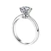 Anel de Diamante de Seis Garras para Mulheres, Moissanita de Um Quilate Banhado a Ouro 18K Diamante Único Incrustado Anel de Proposta Suporte Alto V Ouro Não Desbota Anel de Casal