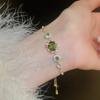 Pulsera Ajustable de Diamante Ovalado de Zirconia Chapada en Oro Real de Lujo Ligero Pulsera de Moda de Alto Sentido Pulsera Comodín para el Día a Día