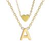 Collar de acero inoxidable de doble capa con cadena de corazón dorado, estilo sencillo y moderno, para mujer.