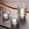 Taza Pequeña de Té de Cristal Kung Fu Resistente al Calor, Taza de Jade Engrosada Anti-Quemaduras, Taza de Maestro, Taza Pequeña Transparente con Patrón de Flores para Degustación
