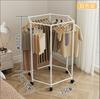 Perchero Giratorio de Seis Lados de Pie Perchero para Dormitorio Perchero para Secar Ropa en Interiores Perchero Metálico Desmontable