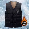 Colete sem mangas estilo novo para o inverno de 2026 para homens, Colete de lã de carneiro e fleece, Espessado e quente, Roupa externa resistente ao frio