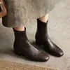 Botines elegantes de estilo británico para adelgazar de 4 cm, nueva colección otoño/invierno 2026, punta cuadrada, tacón grueso, cremallera trasera, botines elásticos adelgazantes