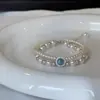 Ilha Azul Névoa Retrô Francês Camada Dupla Água-Marinha Natural Pérola Pulseira de Luxo Leve Mais Fácil de Combinar Pulseira Casual para o Dia a Dia