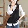 Nova Colete de Algodão Sem Mangas de Primavera Feminino Curto Tricô Camisa Top Slim Look Casual Suéter Colete Versátil Colete