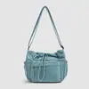 Bolso Cruzado Casual de Verano Estilo Perezoso Gran Capacidad Cierre de Cordón Bolso Mensajero Japonés para el Trabajo Diario Bolso de Hombro de Color Sólido para Mujer