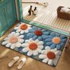 Tapete de Piso Floral de Terciopelo Cristal Alfombra de Imitación Cachemira Retro Sala de Estar Hogar Entrada Entrada Resistente a las Manchas y al Desgaste Tapete de Puerta Listo para la Venta