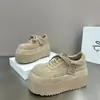 Moda Trendy 2026 Principios de Primavera Nuevos Mocasines Casuales de Estilo Coreano para Mujer con Punta Redonda, Cordones, Plataforma y Suela Gruesa