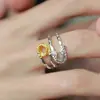 Anillo de Pin con Patrón de Hierba Tang de Color Contrastante Dorado y Plateado para Mujer Diseño de Nicho Moda Versátil Personalidad Anillo Abierto Joyería Nueva