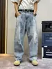 Pantalones de Mezclilla Rasgados y Desgastados Verano 2026 para Hombre Tendencia Canalla Estilo Callejero Genial Pierna Recta Pierna Ancha Sueltos Versátiles Pantalones Largos