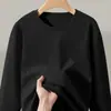 Camiseta casual versátil de manga larga para hombre para otoño, cuello redondo, camiseta básica de color liso de moda, cómoda, transpirable, top de corte holgado