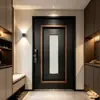 Suministro exclusivo transfronterizo de puertas de entrada de madera maciza, puertas de madera insonorizadas, puertas planas pintadas compuestas con celosía de lujo ligero de alta gama y puertas antirrobo