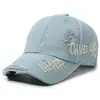 Boné de Baseball Vintage Lavado com Efeito Desgastado Estilo Europeu e Americano para Mulheres, Bordado Personalizado com Letra, Boné com Aba Curta para Afinar o Rosto, Boné Casual para Casais, Masculino
