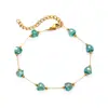 Pulseira Europeia e Americana de Aço Titânio com Contas de Pedra Britada Cor de Coração de Alta Qualidade Aço Inoxidável Pulseira Design de Nicho