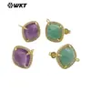 WT-JFE120 Exquisitos Pendientes Cuadrados de Colores Piedra Pequeño Tesoro Borde de Circonita Pendientes Superiores Accesorios Pendientes