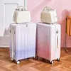 Gradiente de cor bagagem das mulheres de alta aparência Internet celebridade trolley caso 28 grande capacidade de estudante senha de viagem caso de couro 26 polegadas