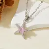 Colgante Versátil y Dulce, Cadena de Acero Inoxidable, Colgante de Estrella y Estrella de Mar Incrustado con Diamantes, Collar de Circonita que No se Desvanece para Mujer