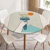 Toalha de Mesa Redonda Artística Moderna Personalizada com Elástico, Capa de Mesa Impermeável e à Prova de Óleo, Protetor de Mesa Minimalista
