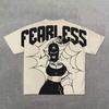 Camisa Casual de Manga Corta para Hombre con Estampado de Letras y Personajes de Moda Europea y Americana, Estilo Hip-Hop Gótico con Estampado de Patrones Grandes Punk