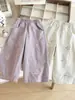Pantalones Largos Sueltos de Algodón Puro Bordado para Niñas de Primavera y Otoño, Dibujos Animados Lindos Versátiles Casuales de Pierna Ancha, Pantalones de Moda