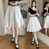 Nuevo Diseño Primavera y Verano 2026 con Cinturón, Falda Midi Blanca Plisada Estilo Coreano para Mujer con Cintura Elástica