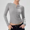 Nueva Camisa Henley de Modal Lenzing para Mujer Top Deportivo de Yoga Camiseta de Corte Ajustado Correr Fitness Manga Larga