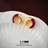 Nuevos Pendientes de Gota de Aceite Rojos Otoño e Invierno, Sencillos Elegantes, Pendientes de Cobre Chapado en Oro Real de Alta Gama, Pendientes de Lujo Elegantes y Accesibles para Mujer